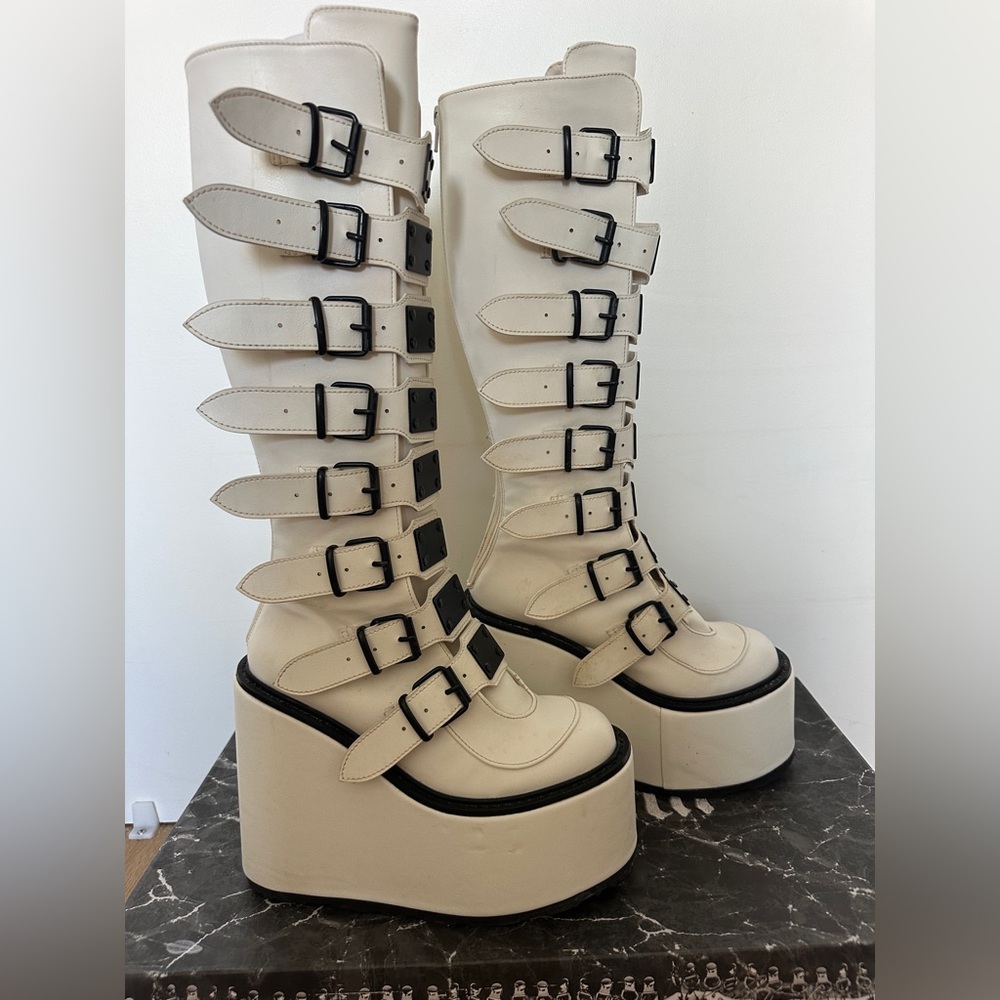 Demonia White Swing 815 Platform Boots - image 4